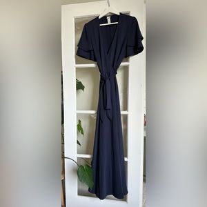 H&M wrap navy blue long maxi dress